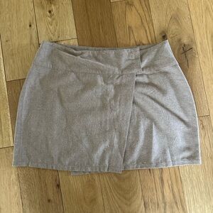 Tan wrap mini skirt